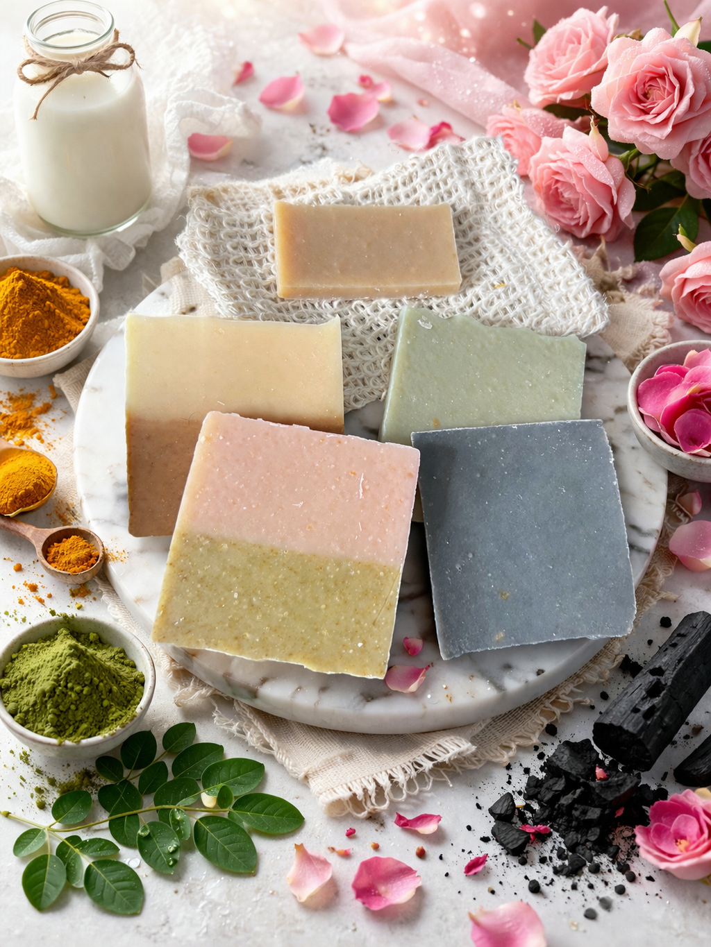 5 sample (scented) milky+moringa-milky+oats-milky+activated charcoal-milky+rosegol-milky your beautiful