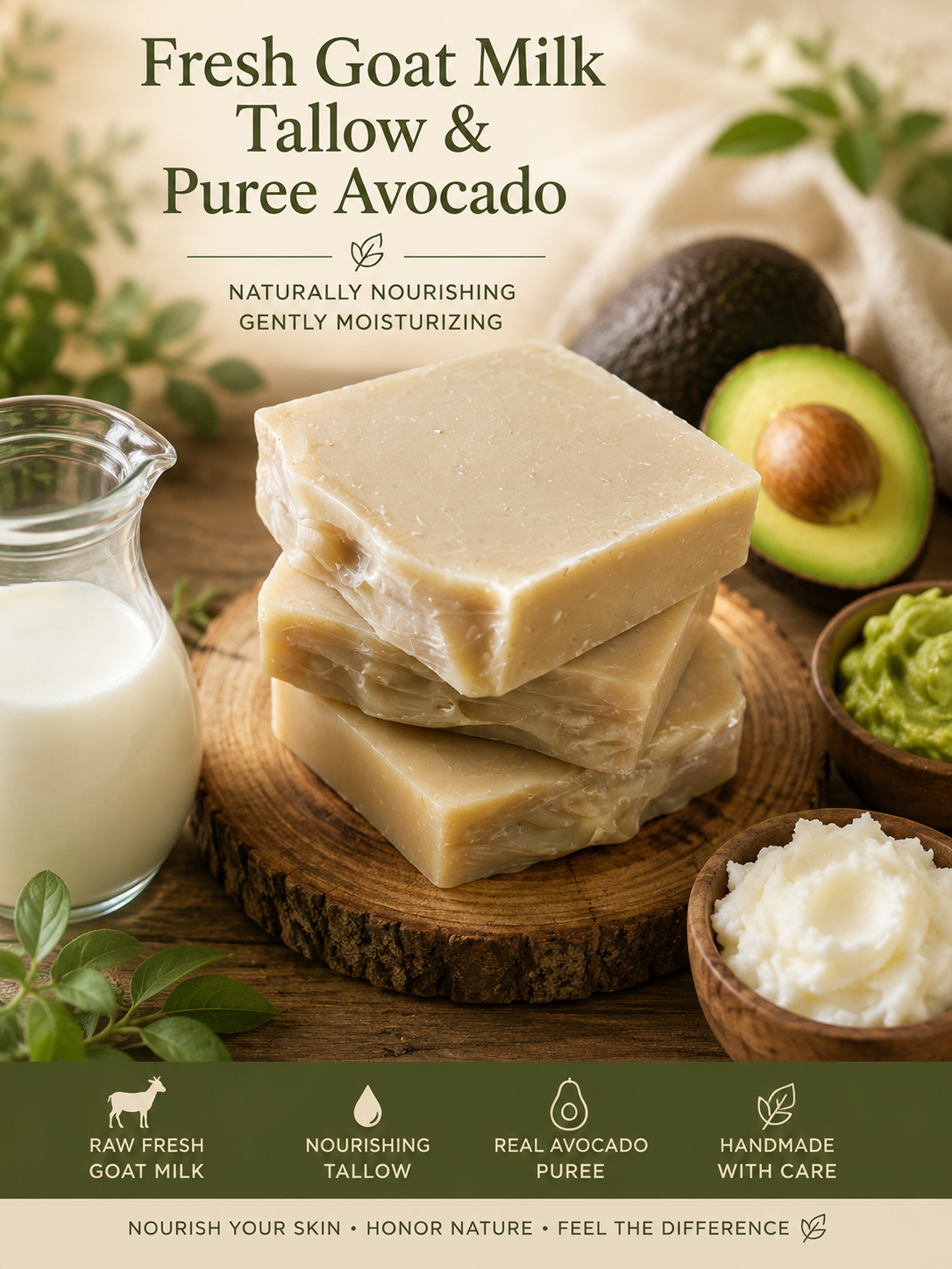 Fresh Goat milk+tallow+avocado